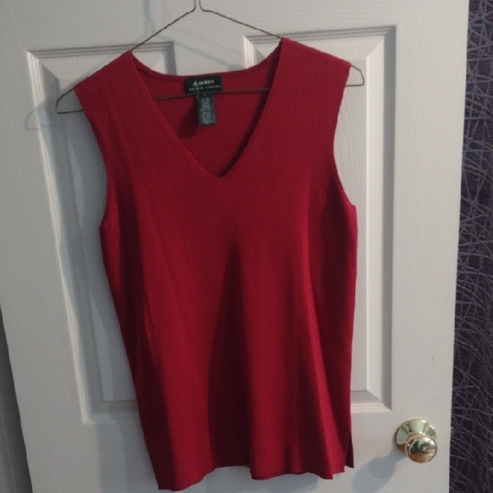Lauren Ralph Lauren Red V-Neck Tank Top